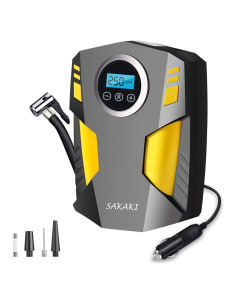 Compresor de Aire SAKAKI 12V Portátil con Luz LED y 3 Boquillas