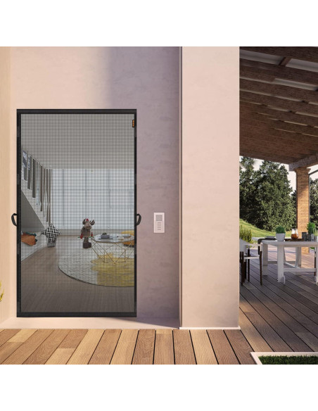 Puerta de Pantalla MAGZO 32x80 cm Gris con Varilla Tensión