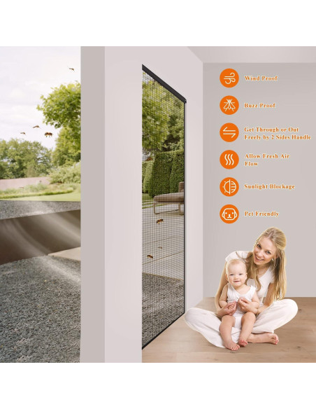 Puerta de Pantalla MAGZO 32x80 cm Gris con Varilla Tensión