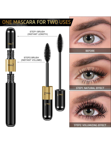 Máscara 2 en 1 DRMODE Fibra de Seda Negra 4D Volumen