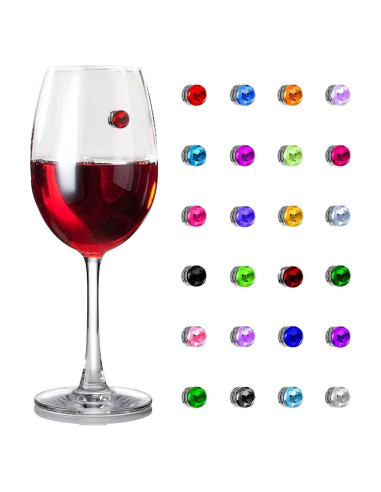 Encantos para Copas de Vino 24 Piezas Cristal Colorido