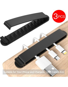 Organizadores de Cables PZOZ - Paquete de 3 Soportes Adhesivos 2