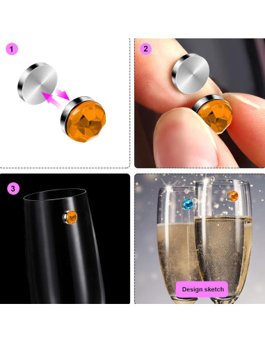 Encantos para Copas de Vino 24 Piezas Cristal Colorido