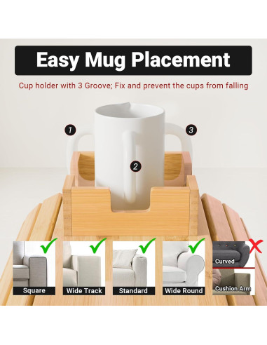 Soporte para Tazas de Sofá TOOVEM de Bambú Antideslizante
