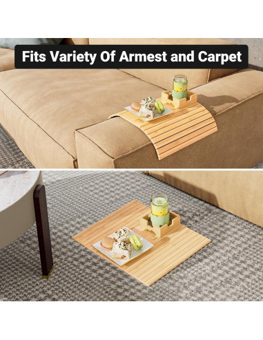 Soporte para Tazas de Sofá TOOVEM de Bambú Antideslizante