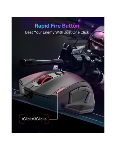 Ratón Gaming E-YOOSO X-41 con Cable, 12400 DPI, 11 Botones