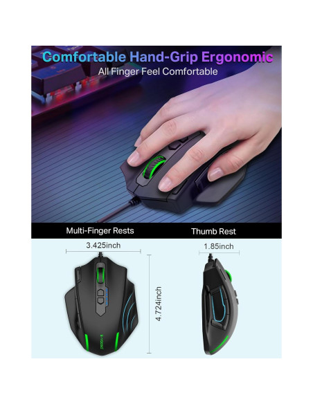 Ratón Gaming E-YOOSO X-41 con Cable, 12400 DPI, 11 Botones