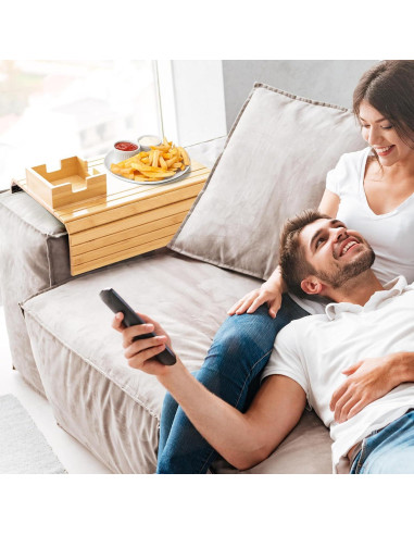 Soporte para Tazas de Sofá TOOVEM de Bambú Antideslizante