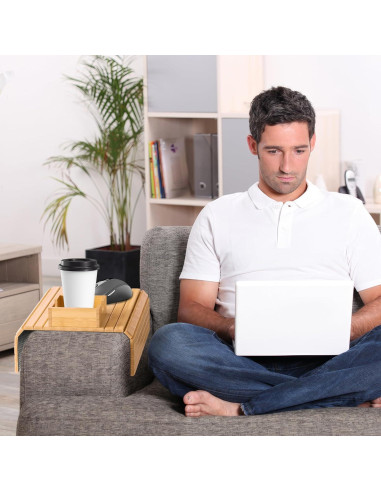 Soporte para Tazas de Sofá TOOVEM de Bambú Antideslizante