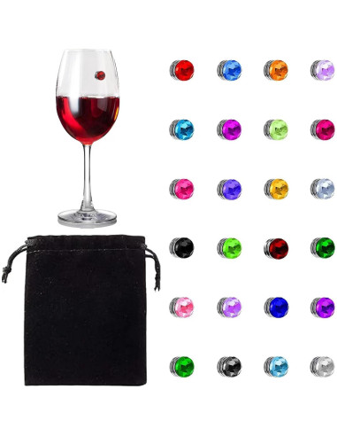 Encantos para Copas de Vino 24 Piezas Cristal Colorido