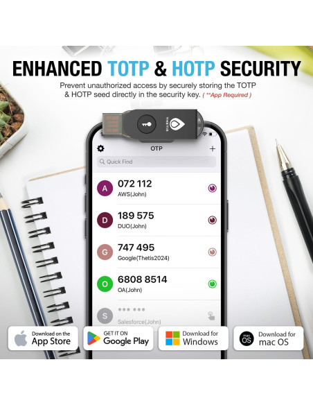 Dispositivo de seguridad Thetis FIDO2 USB A y NFC 2FA