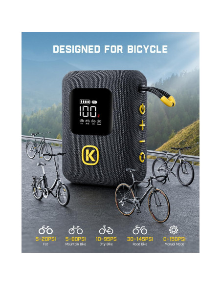 Bomba de Bicicleta Fanttik X8 Ace 150 PSI Portátil Eléctrica