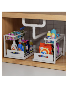 Organizador Deslizante Lxmons 2 Niveles Blanco para Fregadero