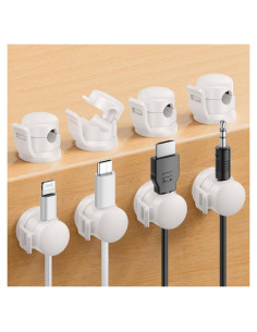 Clip de Cable LOTUNY Paquete de 8 Soporte Adhesivo Blanco