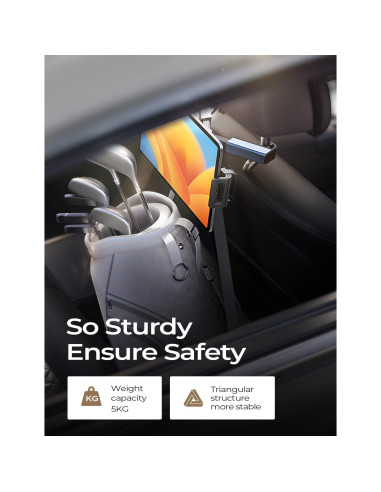 Soporte para Tablet LISEN Negro para Auto - Ajustable, 4.7-12.9"