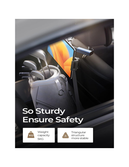 Soporte para Tablet LISEN Negro para Auto - Ajustable, 4.7-12.9"