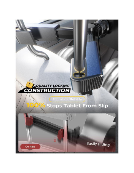 Soporte para Tablet LISEN Negro para Auto - Ajustable, 4.7-12.9"