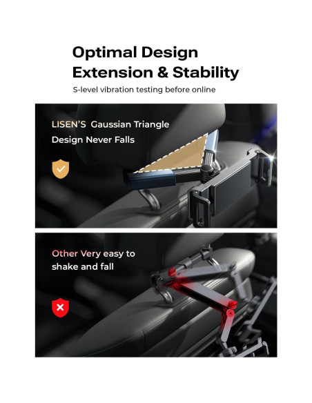 Soporte para Tablet LISEN Negro para Auto - Ajustable, 4.7-12.9"