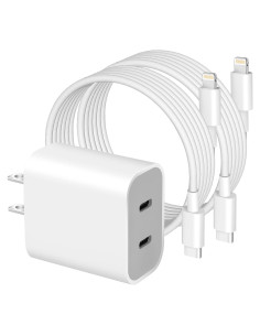 Cargador Rápido USB C Doble Puerto Apple con 2 Cables 6FT