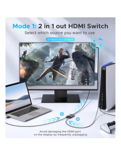 Interruptor HDMI 2 en 1 WARRKY 4K 60Hz con Cable 1m 2