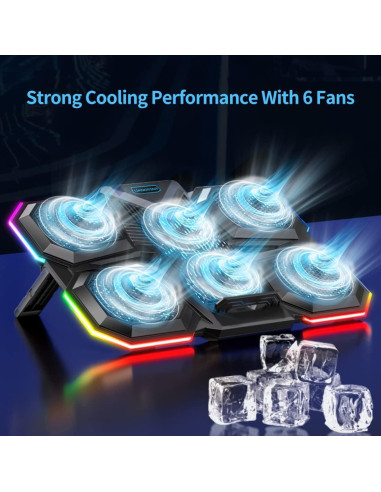 LIANGSTAR Base Enfriamiento Laptop 15.6-17.3" 6 Ventiladores RGB