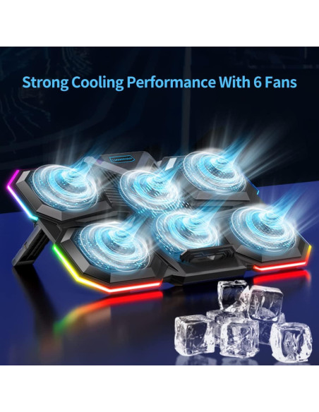 LIANGSTAR Base Enfriamiento Laptop 15.6-17.3" 6 Ventiladores RGB