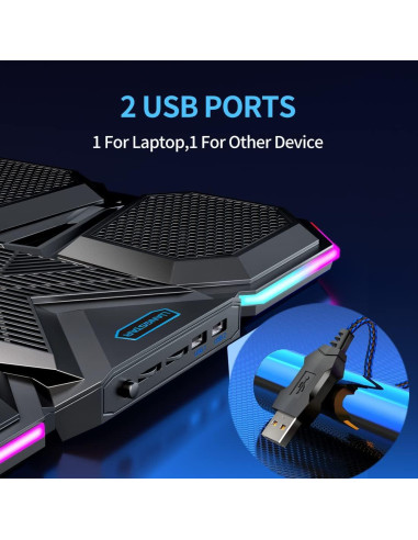 LIANGSTAR Base Enfriamiento Laptop 15.6-17.3" 6 Ventiladores RGB