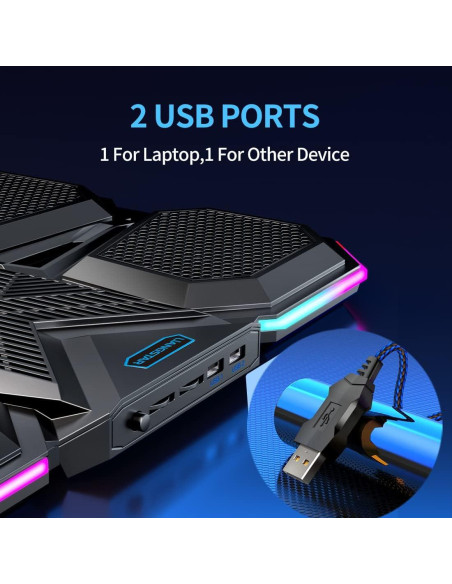 LIANGSTAR Base Enfriamiento Laptop 15.6-17.3" 6 Ventiladores RGB