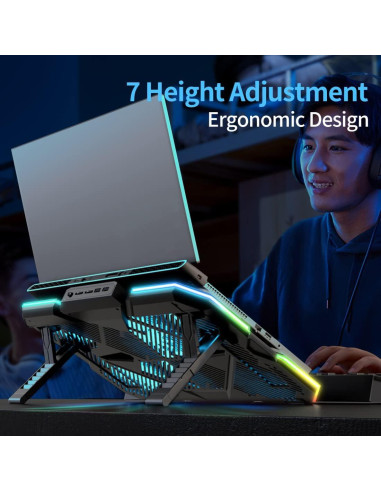 LIANGSTAR Base Enfriamiento Laptop 15.6-17.3" 6 Ventiladores RGB