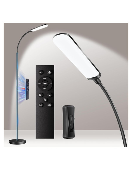 Lámpara de Pie Xinp 18W LED Ajustable 1300 Lúmenes Negra