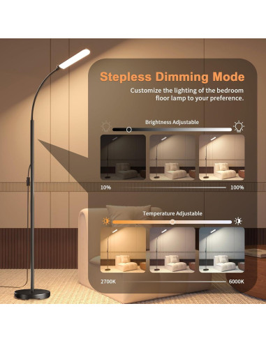 Lámpara de Pie Xinp 18W LED Ajustable 1300 Lúmenes Negra