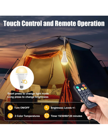 Bombilla LED Recargable E26 Brightown 7W con Control Remoto