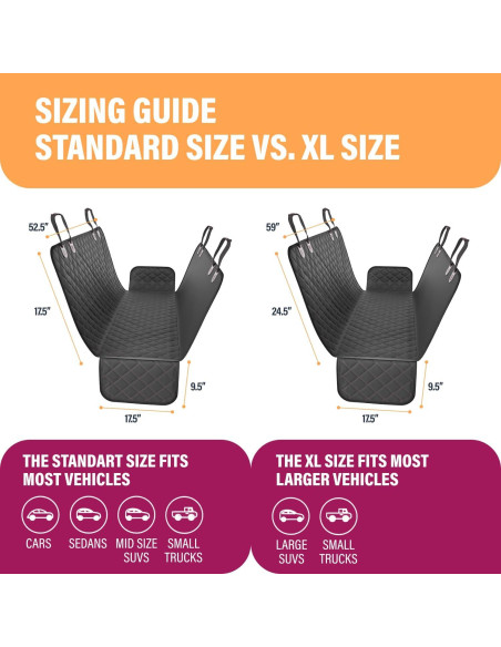 Funda de Asiento para Perros Active Pets Estándar 134.62x142.24cm Negra