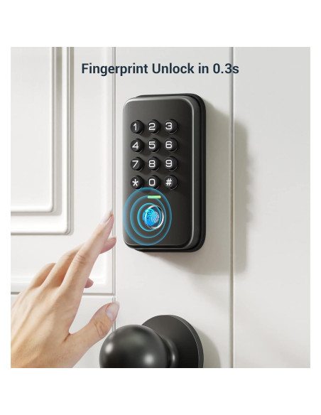 Cerradura Biométrica Veise VS02 con Huella Dactilar, Negro