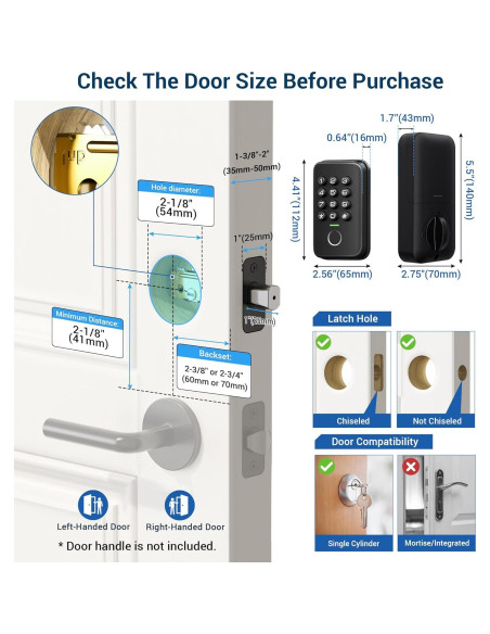 Cerradura Biométrica Veise VS02 con Huella Dactilar, Negro