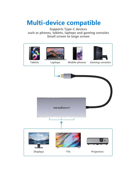 Estación de Acoplamiento USB C 9 en 1 Newmight 4K HDMI