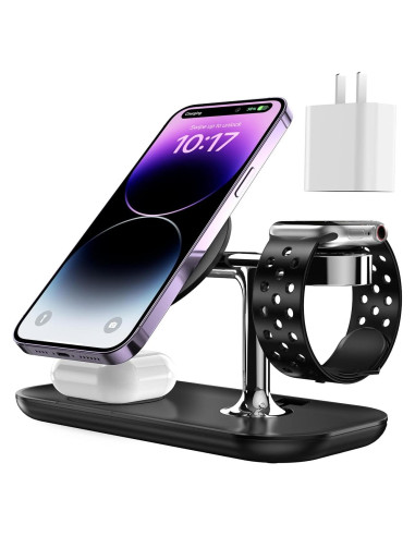 Cargador Inalámbrico 3 en 1 MAKAQI para iPhone y Apple Watch