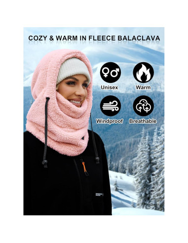 Balaclava de Forro Polar Rosa Unisex a Prueba de Viento
