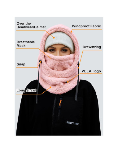 Balaclava de Forro Polar Rosa Unisex a Prueba de Viento