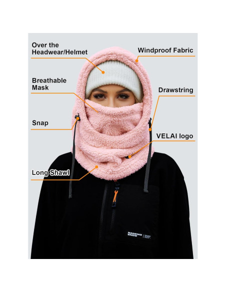 Balaclava de Forro Polar Rosa Unisex a Prueba de Viento