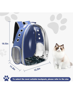 Mochila Transportadora Goxeon para Gatos Azul 31x29x42 cm 2