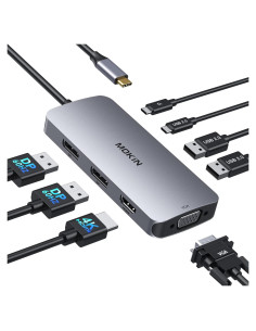 Hub USB C 8 en 1 C-Smartlink Doble DisplayPort 4K