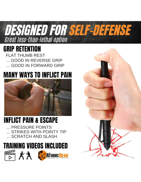 Bolígrafo Táctico Atomic Bear Defensor con Stylus y Rompedor