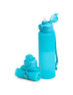 Botella de Agua Plegable TakeToday 0.95L Azul con Popote