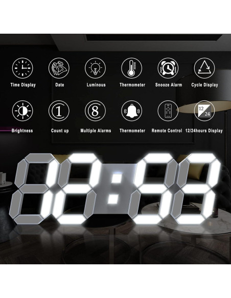 Reloj de Pared Digital LED EDUP HOME 38 cm con Control Remoto Reloj de Pared Digital LED EDUP HOME 38 cm con Control Remoto