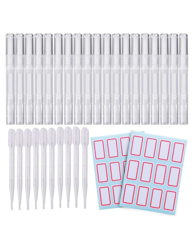 20 Bolígrafos de Aceite Transparentes para Uñas y Pestañas