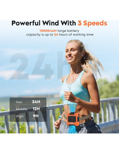 Ventilador de Cintura LOUISWARE FS-30 10000mAh 3 Velocidades 2