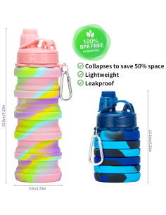 Botellas de Agua Plegables Ingcebo 473ml 2 Unidades Silicona 2