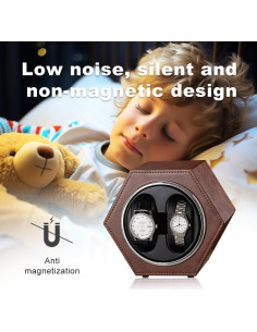 Enrollador de Reloj Automático LINGFANSTORE Cuero Marrón 2