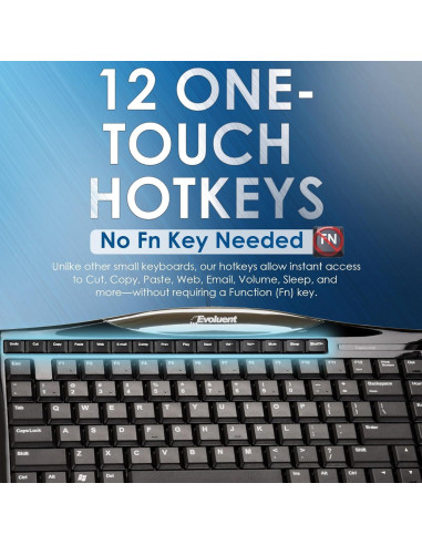 Teclado Compacto Evoluent EKB Con Cable Ergonómico 0.5kg